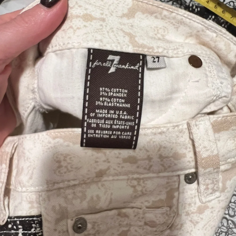 7 For All Mankind Cream Lace Printed Skinny Denim Sz. 27 *EUC* MSRP: $249+tax - Picture 8 of 9